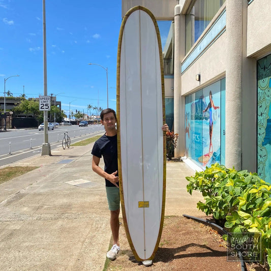 JOEL TUDOR MESSIAH 9'8 Single Fin Kelp w/ Red Yellow Clear Deck - SHOP SURFBOARDS - [Surfboards Surf Shop and Clothing Boutique Honolulu]