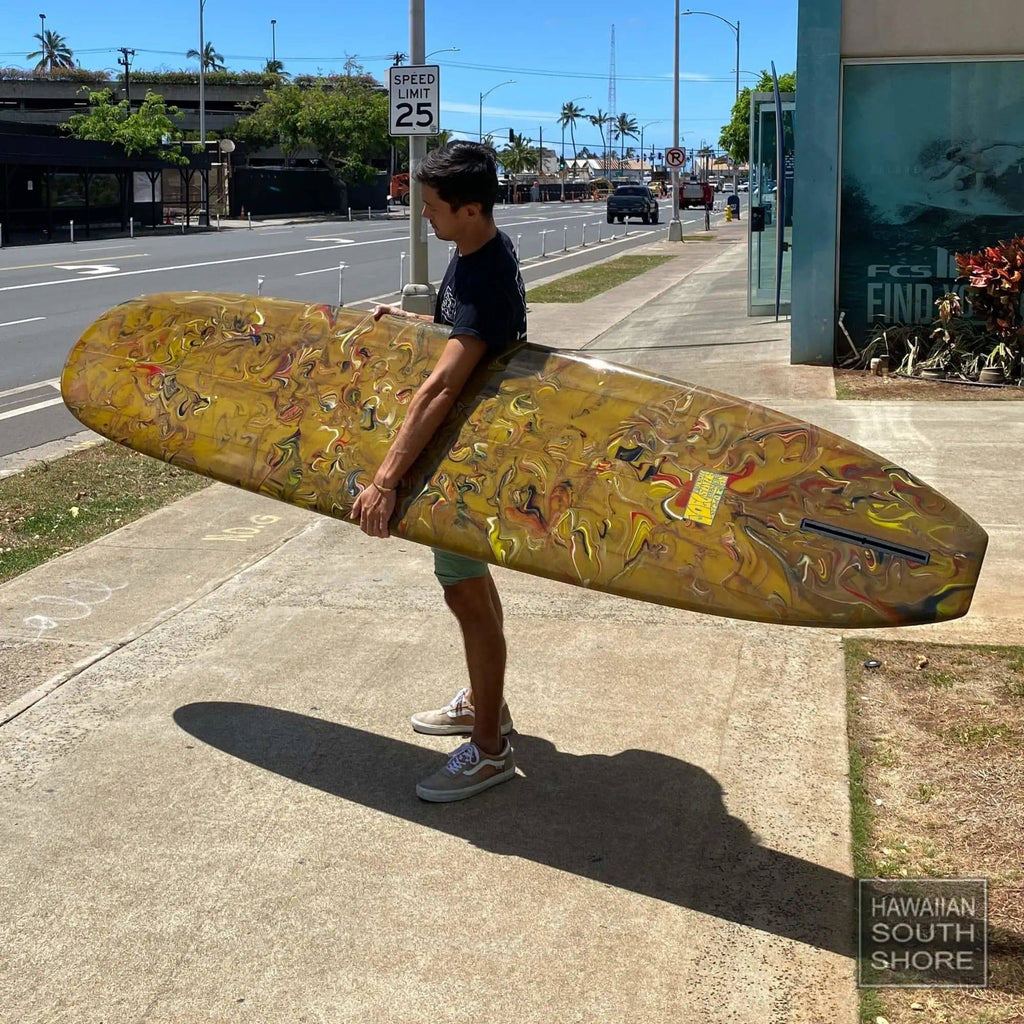 JOEL TUDOR MESSIAH 9'8 Single Fin Kelp w/ Red Yellow Clear Deck - SHOP SURFBOARDS - [Surfboards Surf Shop and Clothing Boutique Honolulu]