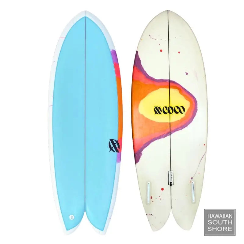 4’9 x 19.5 2.34 V26.8 Light Blue / Orange Sunburst Shortboard Surfboards Surf Shop and Clothing Boutique Honolulu